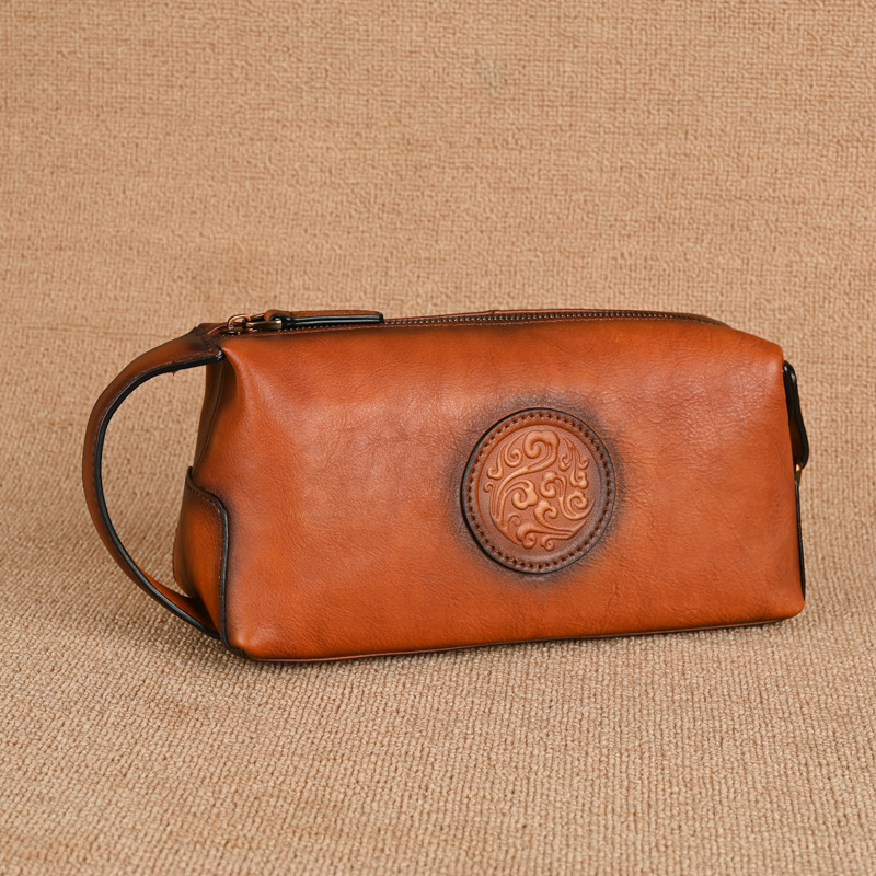 Muška crossbody torba - prave kože, prvi sloj teleće kože, retro završna obrada, jednobojni uzorak, podstava od poliester-bavlne