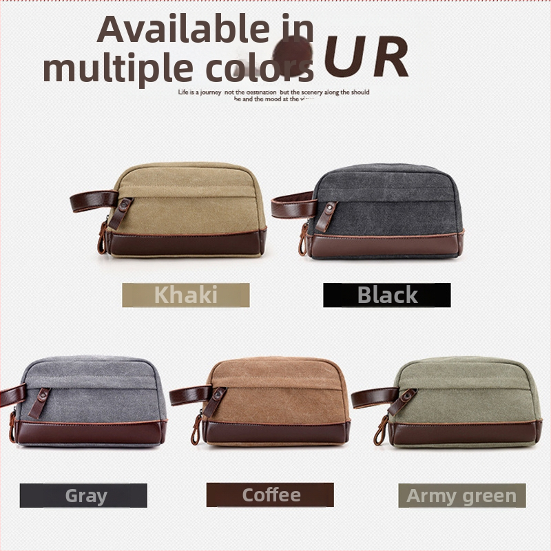 Pánsky clutch z plátna – odolný voči opotrebovaniu, podšívka polyesterovo‑bavlnená, pre voľnočasové cestovanie