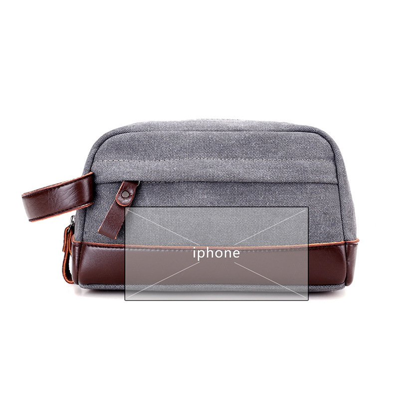 Pánsky clutch z plátna – odolný voči opotrebovaniu, podšívka polyesterovo‑bavlnená, pre voľnočasové cestovanie