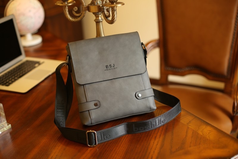 Boshijie muška PU kožna messenger torba, korejskog stila, retro dizajn, za slobodno vrijeme i poslovne prilike, za dokumente, preko ramena i s gornjom ručkom
