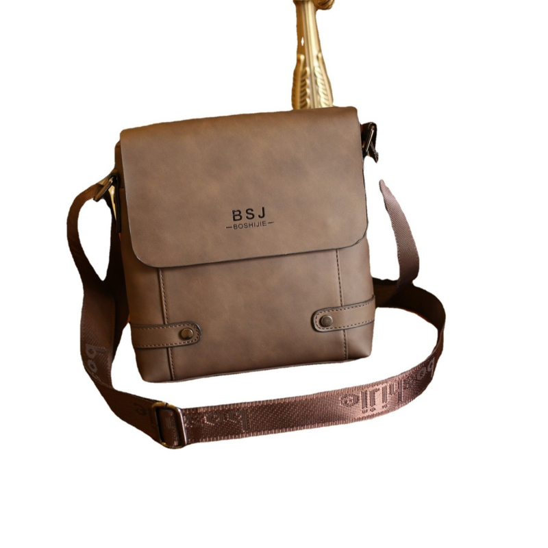 Boshijie muška PU kožna messenger torba, korejskog stila, retro dizajn, za slobodno vrijeme i poslovne prilike, za dokumente, preko ramena i s gornjom ručkom