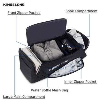 Kingslong cestovný batoh s oddelením suchého a mokrého, nylon, samostatná priehradka na topánky, štýl voľnočasového cestovania
