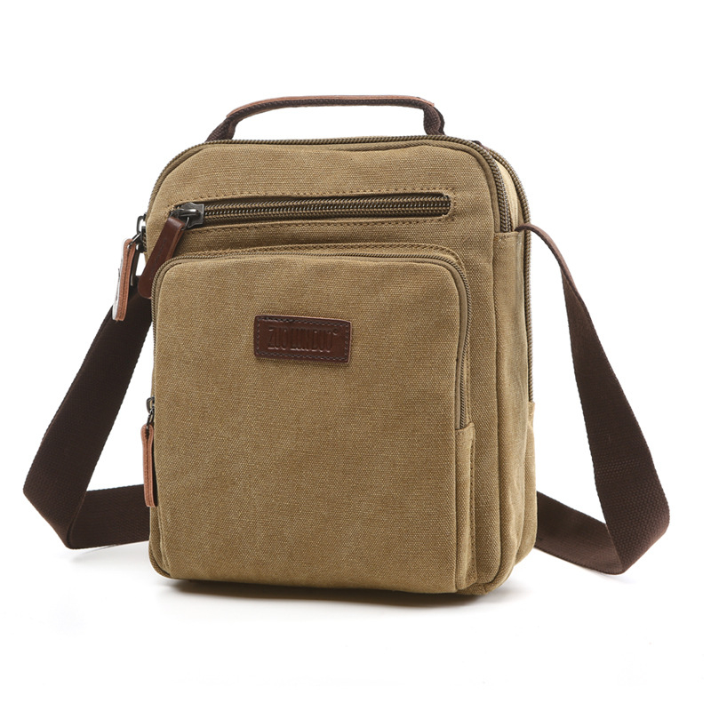 Muška crossbody torba – gradski stil, platno materijal, otporna na trošenje, podstava od poliester-pamuk, može stati 8-inčni laptop