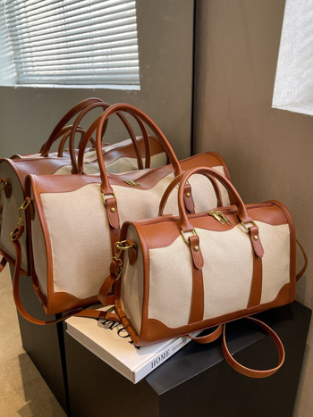 Utazótáska 20-35L, PU anyag, Spring Bird márka, Street fashion stílus, Kontrasztos színű minta