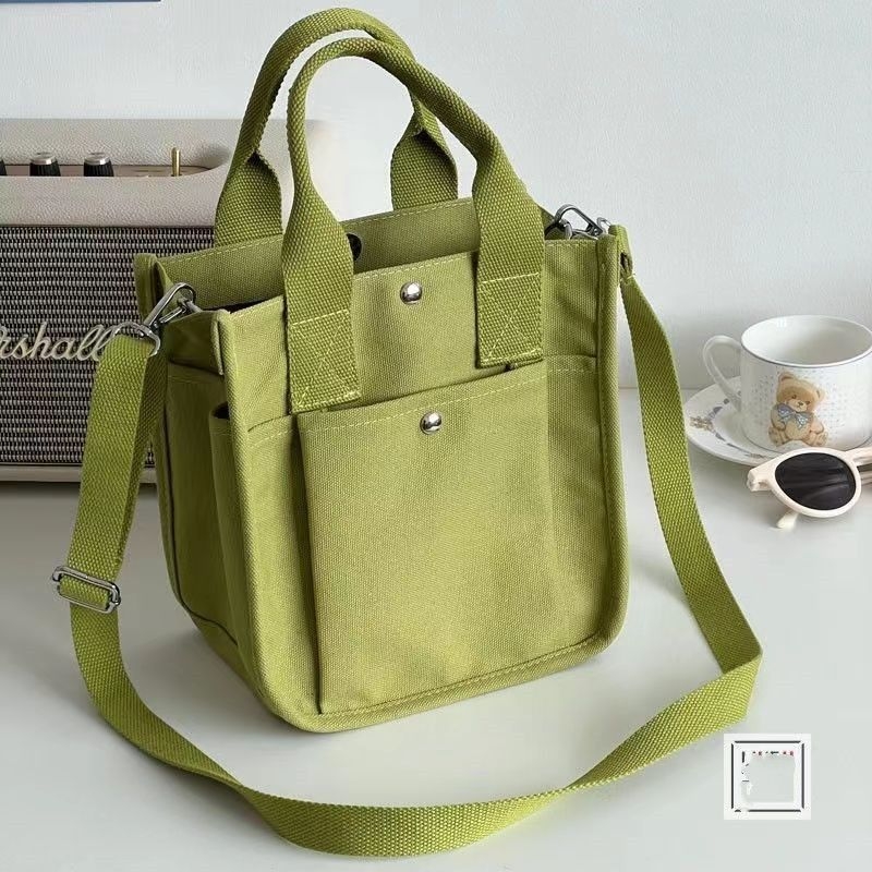 Koreanskog stila platnena crossbody torba s velikim kapacitetom za kutiju za ručak, torba za svakodnevne izlaske