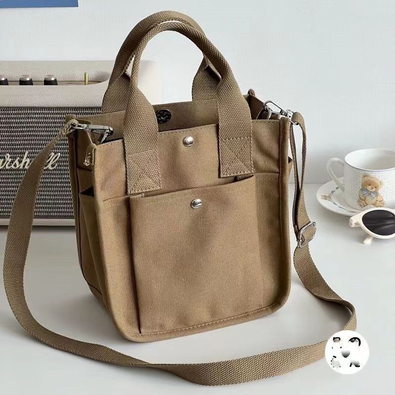 Koreanskog stila platnena crossbody torba s velikim kapacitetom za kutiju za ručak, torba za svakodnevne izlaske