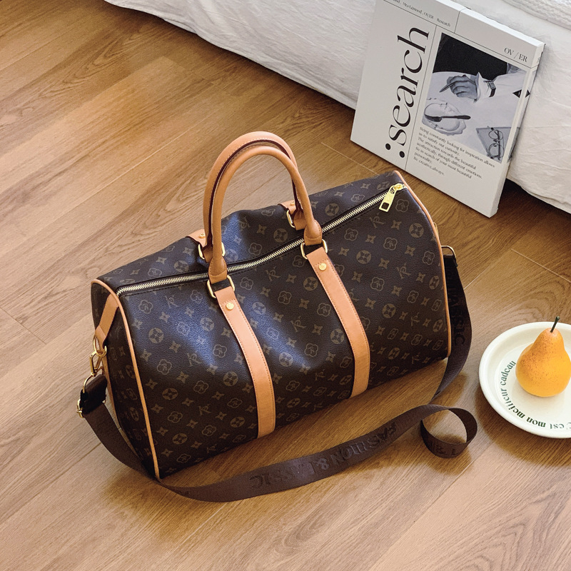 Uniszex rövid utazáshoz való utazótáska geometriai mintával, kapacitás 36-55 L, PU anyag, vízálló