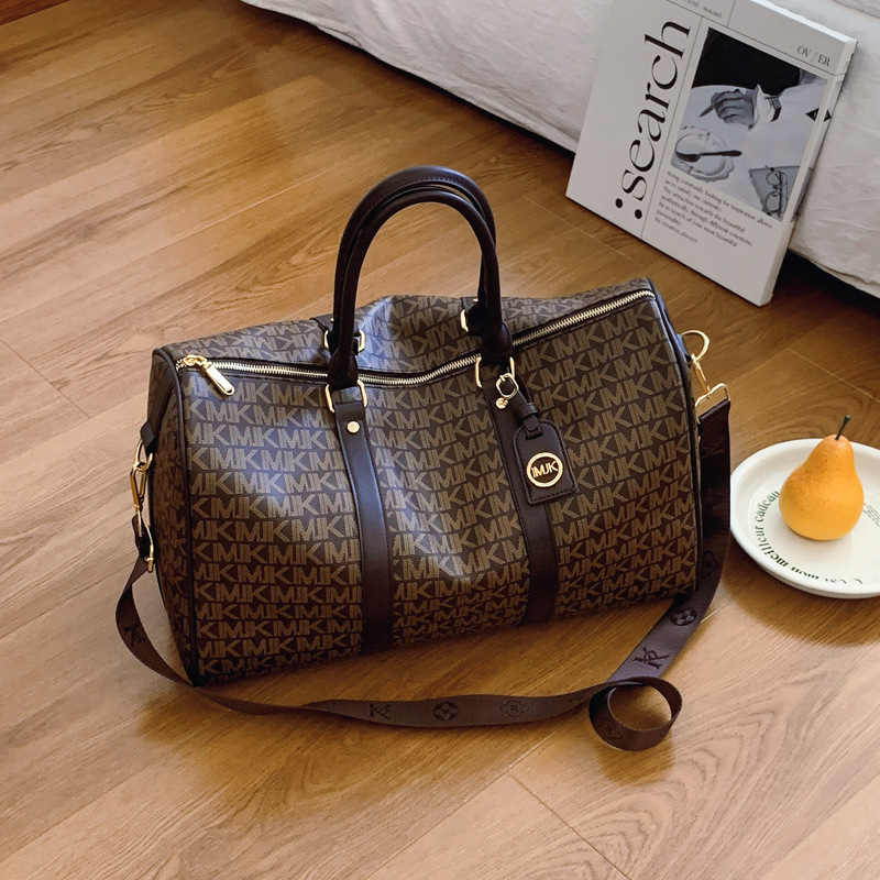 Uniszex rövid utazáshoz való utazótáska geometriai mintával, kapacitás 36-55 L, PU anyag, vízálló