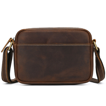 Muška torba preko ramena od Crazy Horse kože, prirodna koža, vrhnji sloj goveđe kože, ljeto 2024, otporna na habanje