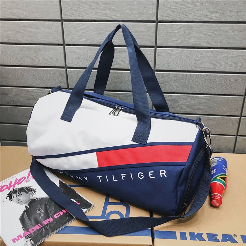 Putna torba s odjeljkom za suho/mokro, 20–35 L, Oxford tkanina, unisex, prugasti uzorak, ulični stil