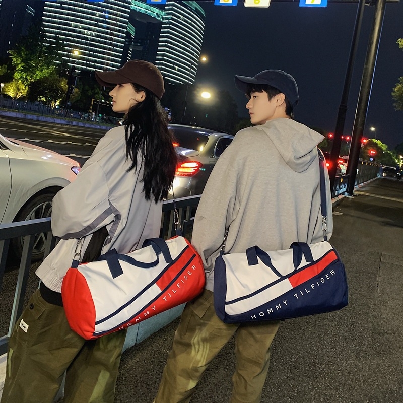 Putna torba s odjeljkom za suho/mokro, 20–35 L, Oxford tkanina, unisex, prugasti uzorak, ulični stil