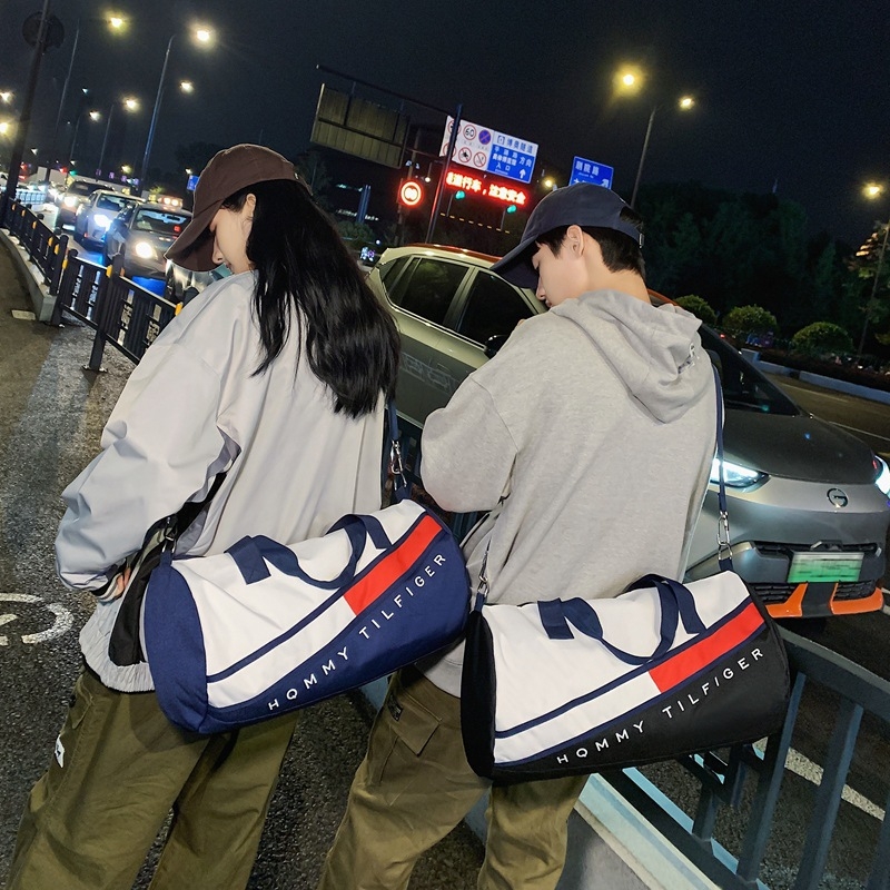 Putna torba s odjeljkom za suho/mokro, 20–35 L, Oxford tkanina, unisex, prugasti uzorak, ulični stil