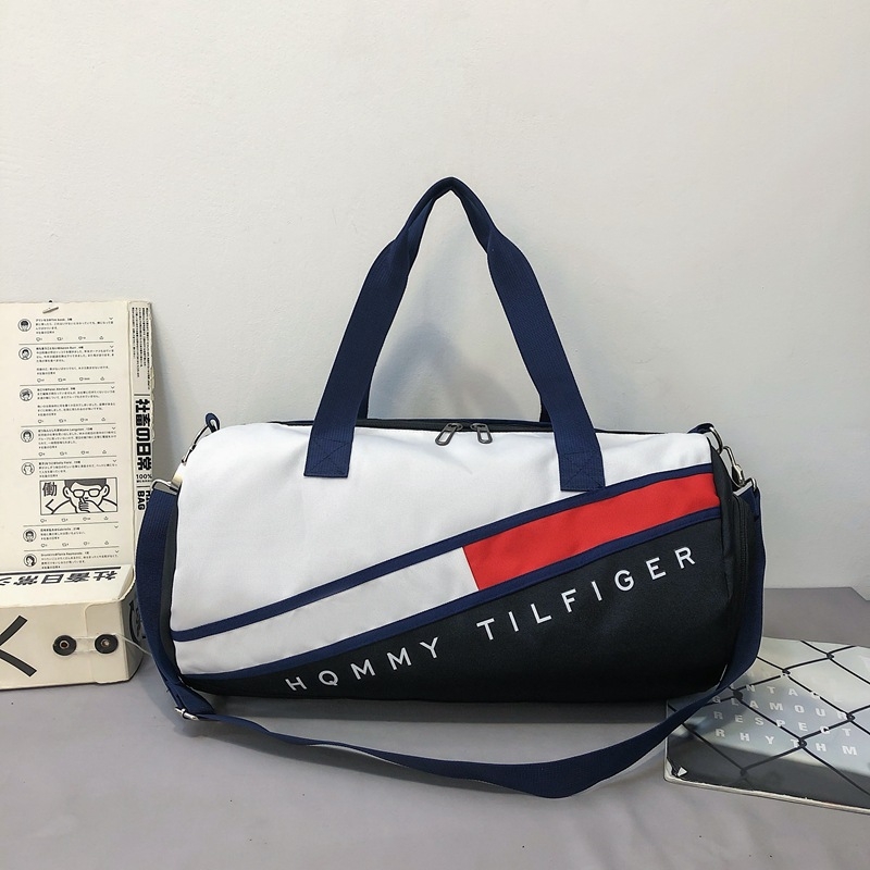 Putna torba s odjeljkom za suho/mokro, 20–35 L, Oxford tkanina, unisex, prugasti uzorak, ulični stil