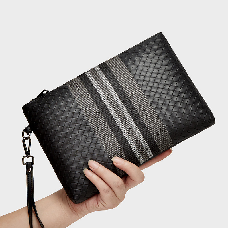 Muška PU kožna klutch torba, prugasti uzorak, poslovni stil, model 1022, vodootporna