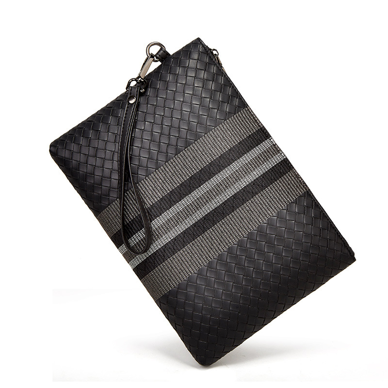 Muška PU kožna klutch torba, prugasti uzorak, poslovni stil, model 1022, vodootporna