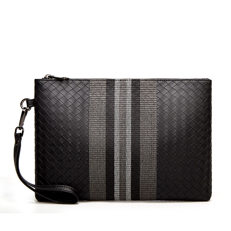 Muška PU kožna klutch torba, prugasti uzorak, poslovni stil, model 1022, vodootporna
