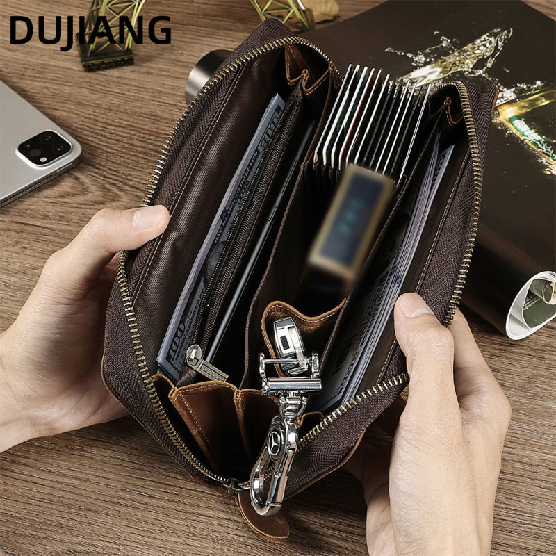 Muški clutch od prave kože Dujiang/done craftsman — retro stil, gornji sloj goveđe kože, otporan na habanje, za poslovna putovanja