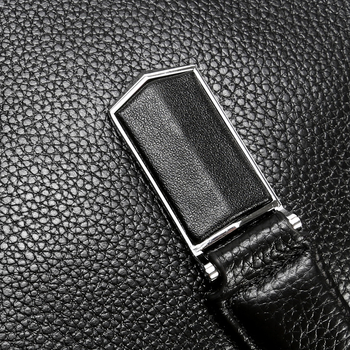 Férfi valódi bőrből készült üzleti táska, városi egyszerű stílus, geometriai mintázat, modell 17613, nylonos bélés