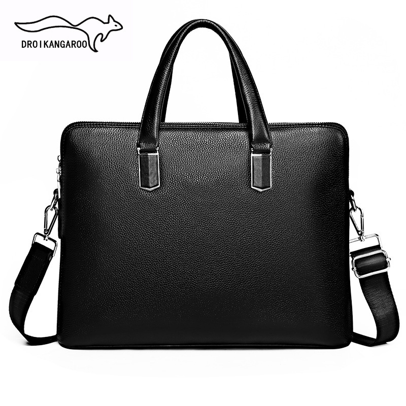 Férfi valódi bőrből készült üzleti táska, városi egyszerű stílus, geometriai mintázat, modell 17613, nylonos bélés