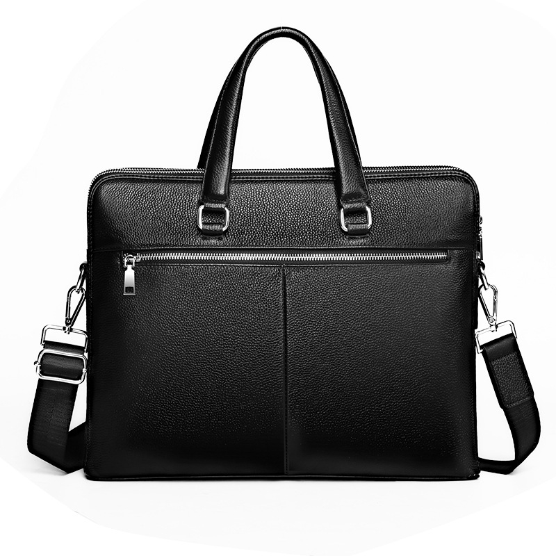Férfi valódi bőrből készült üzleti táska, városi egyszerű stílus, geometriai mintázat, modell 17613, nylonos bélés