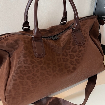 Cestovna crossbody torba s leopardnim uzorkom od najlona, kapacitet 20–35L, opušten stil, unisex