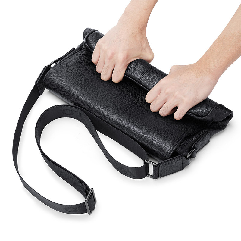 Muška crossbody torba, gradski minimalistički stil, prirodna koža, gornji sloj teleće kože, ultra lagana i otporna na habanje.