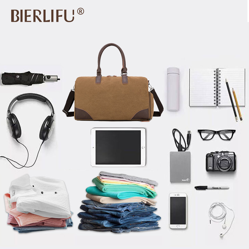 BIERLIFU platnena putna torba, 20-35L, vodootporna i otporna na habanje, unisex