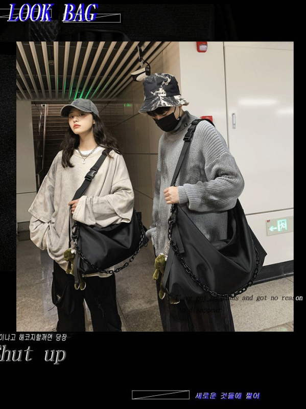 Unisex nylon tote torba, street trend stil, horizontalni kvadratni oblik, zatvarač
