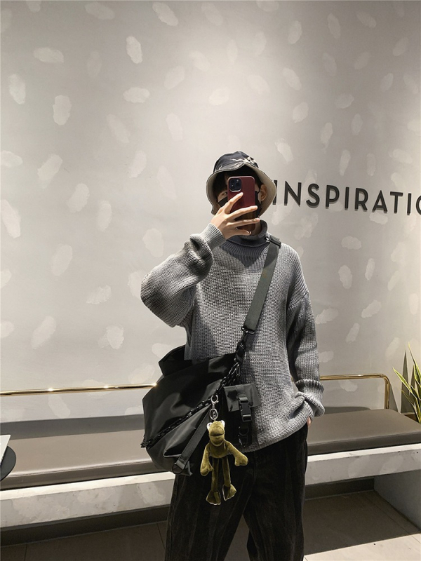 Unisex nylon tote torba, street trend stil, horizontalni kvadratni oblik, zatvarač