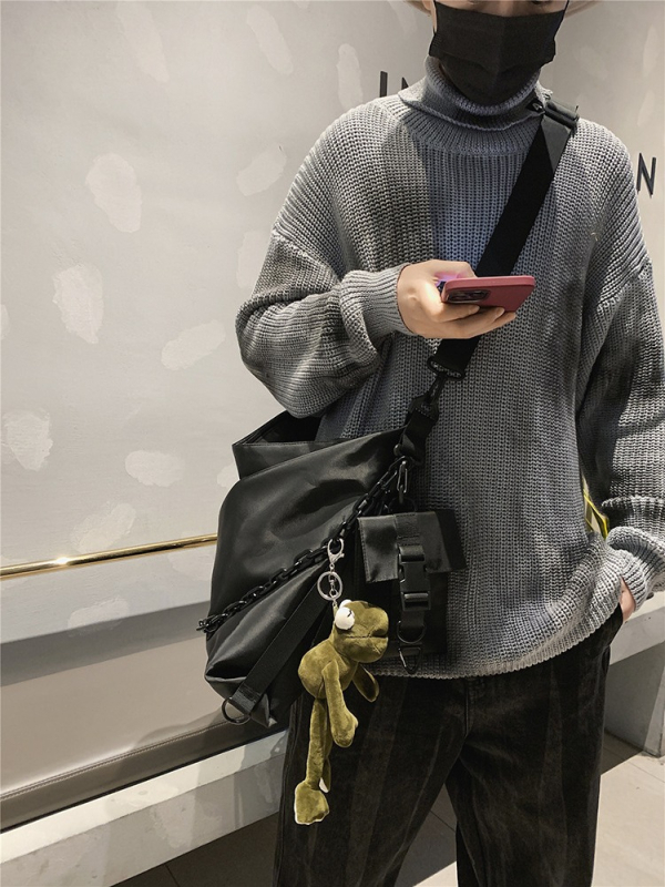 Unisex nylon tote torba, street trend stil, horizontalni kvadratni oblik, zatvarač