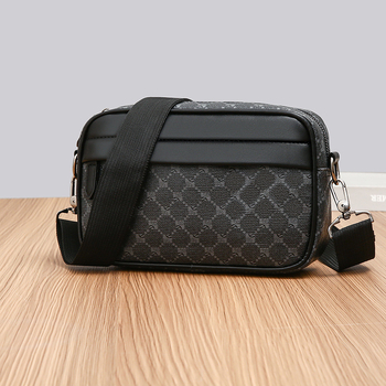 Muška crossbody torba od PU, karirani uzorak, poliesterova podstava, otporna na habanje, gradski minimalistički stil