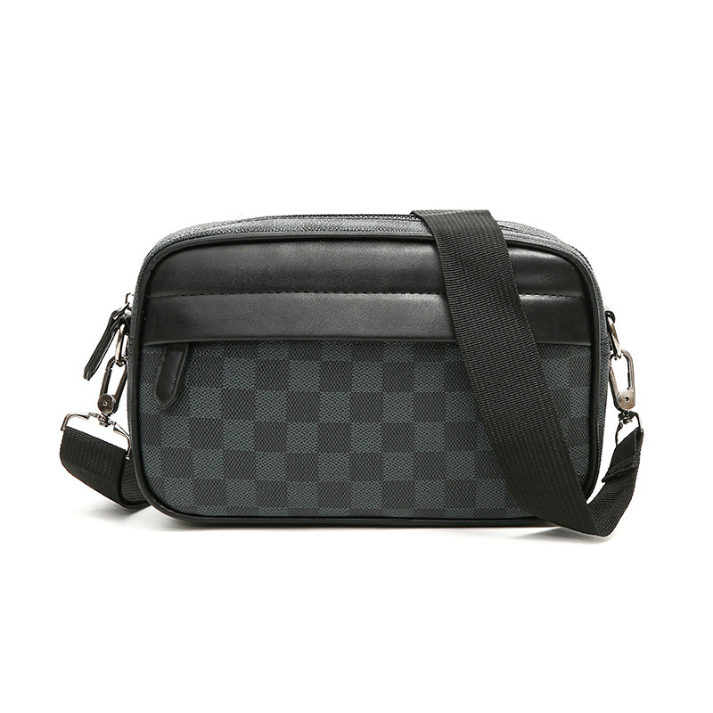 Muška crossbody torba od PU, karirani uzorak, poliesterova podstava, otporna na habanje, gradski minimalistički stil