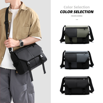 Geantă crossbody pentru bărbați, nailon, imprimeu geometric, căptușeală din poliester, respirabilă, stil street fashion