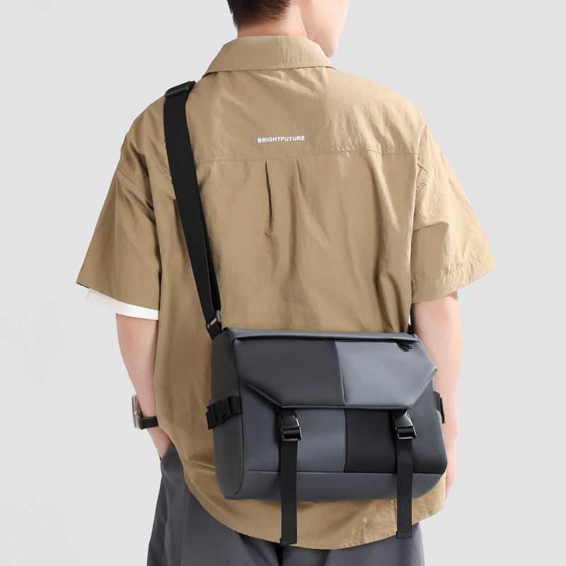 Geantă crossbody pentru bărbați, nailon, imprimeu geometric, căptușeală din poliester, respirabilă, stil street fashion