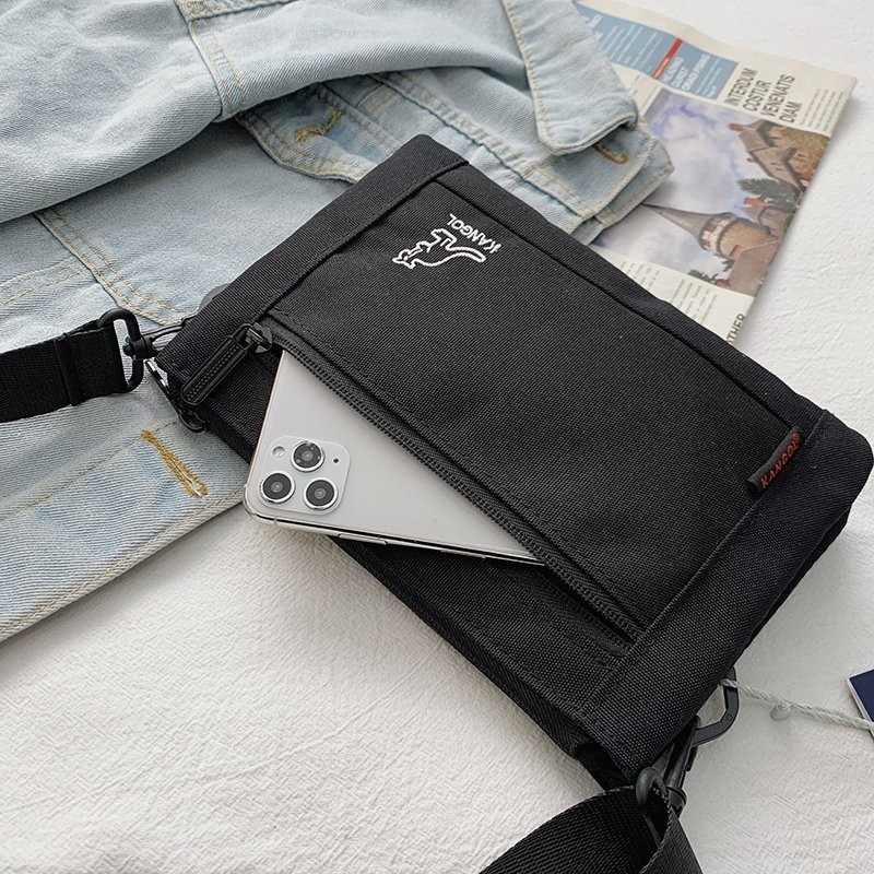 Muška crossbody torba, Oxford tkanina, prozračna, uzor s slovima, podstava od poliester