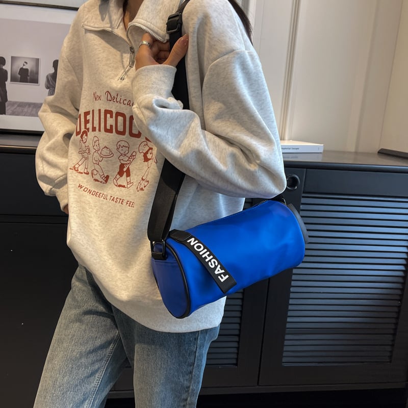 Cilindrična crossbody torba od Oxford platna sa zatvaračem, džep za telefon, poliester podstava, s jednim remenom