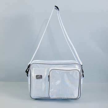 Muška prozirna PVC crossbody torba za putovanje – karirani uzorak, antistatika, bez podstavke