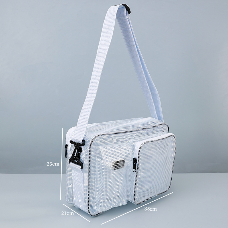 Muška prozirna PVC crossbody torba za putovanje – karirani uzorak, antistatika, bez podstavke