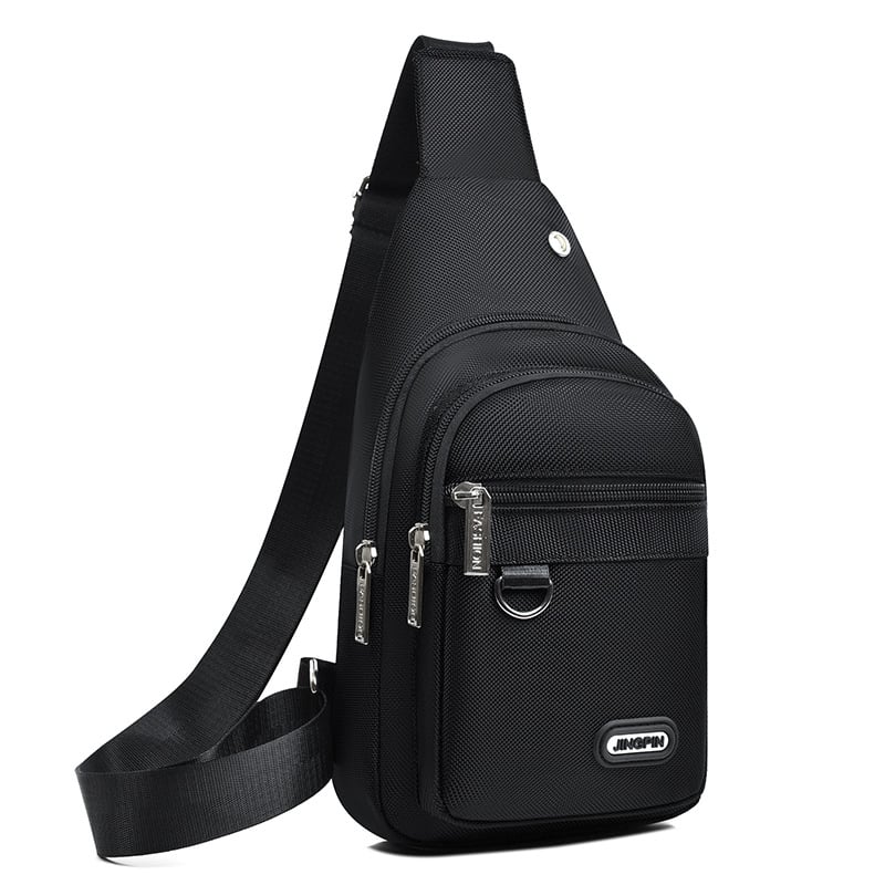 Geantă de piept pentru bărbați, nailon, impermeabilă, stil urban minimalist, căptușeală din poliester
