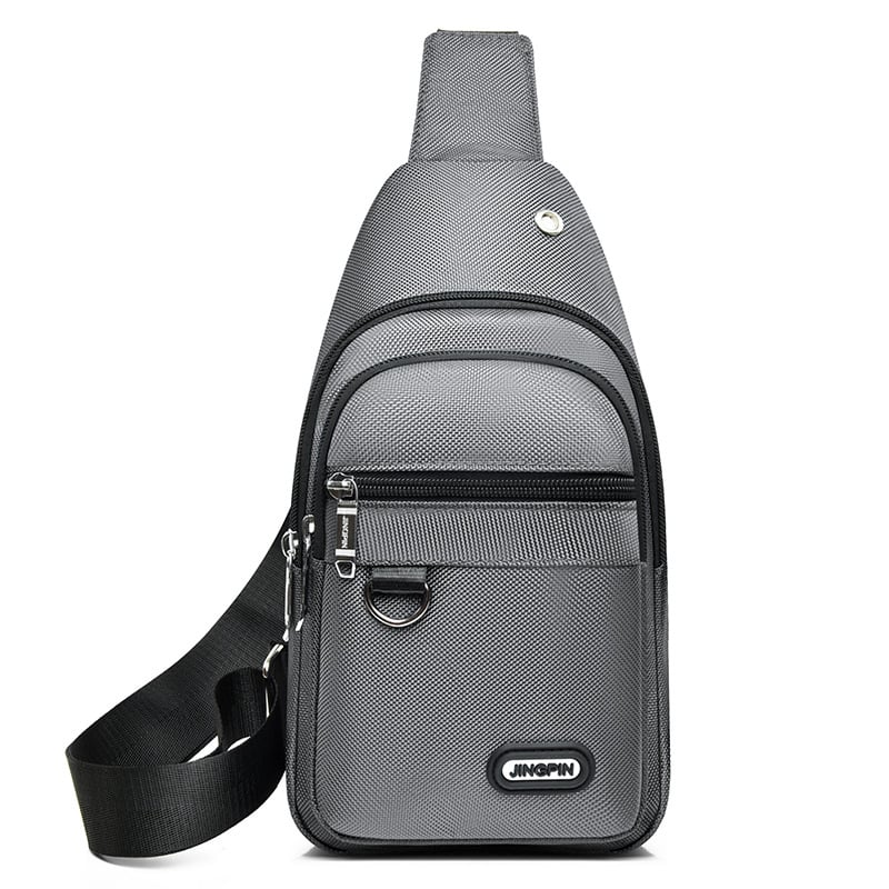 Geantă de piept pentru bărbați, nailon, impermeabilă, stil urban minimalist, căptușeală din poliester