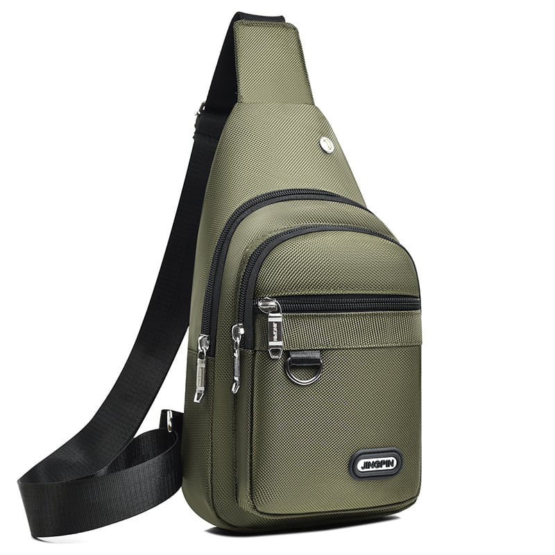 Geantă de piept pentru bărbați, nailon, impermeabilă, stil urban minimalist, căptușeală din poliester