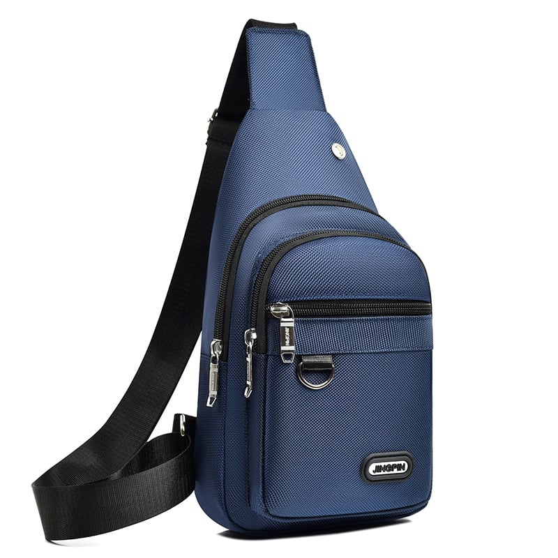 Geantă de piept pentru bărbați, nailon, impermeabilă, stil urban minimalist, căptușeală din poliester