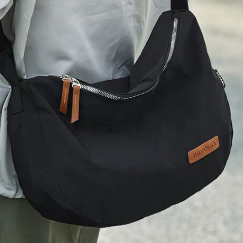 Férfi keresztpántos oldaltáska szabadidős utazásokhoz, nejlon, kopásálló, poliészter bélés