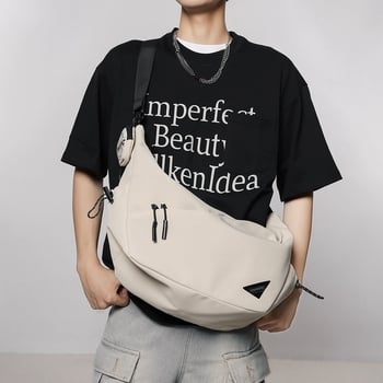 Férfi nejlon keresztpántos oldaltáska — utcai stílus, légáteresztő, 10 hüvelykes laptop rekesz, poliészter bélés