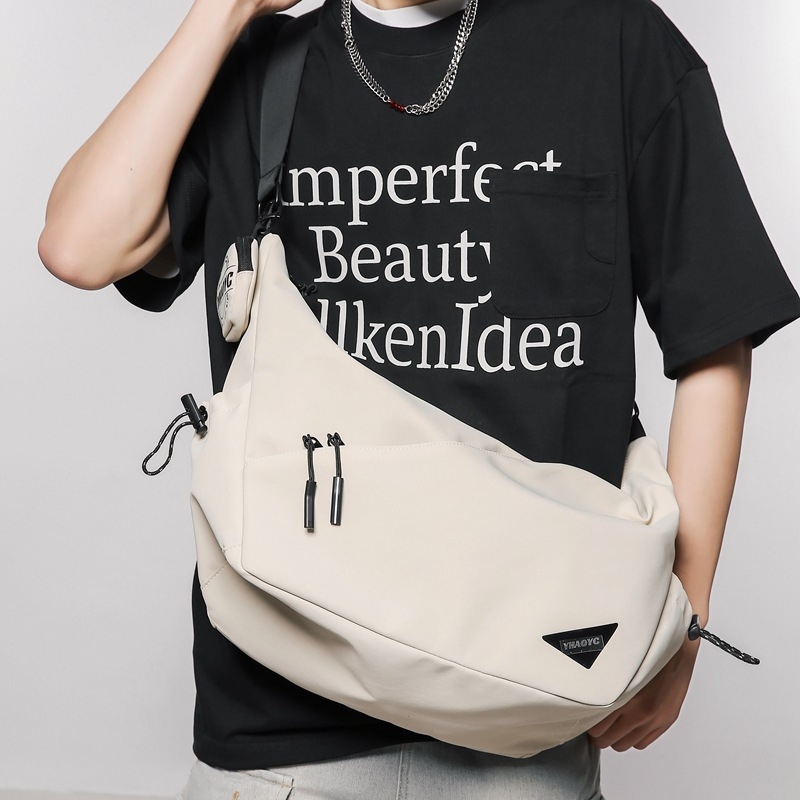 Férfi nejlon keresztpántos oldaltáska — utcai stílus, légáteresztő, 10 hüvelykes laptop rekesz, poliészter bélés