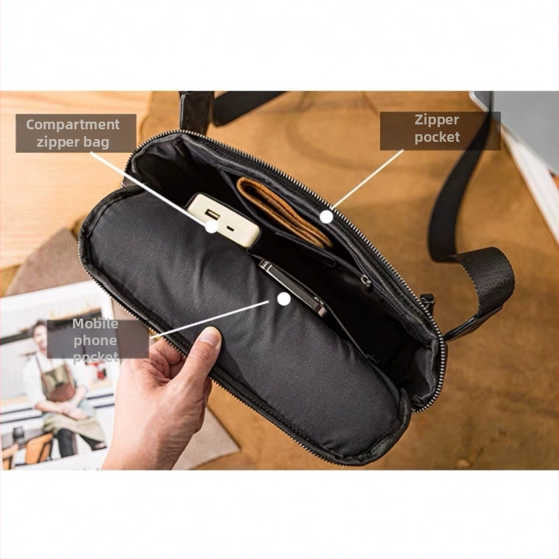 Muška crossbody torba — poliester; podstava: teleća koža; namjena: rekreacijska putovanja (Materijal: poliester; Podstava: teleća koža; Namjena: rekreacijska putovanja)