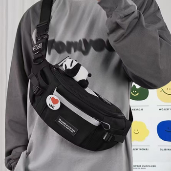 Muška crossbody torba – japanski Harajuku sport-werk stil, poliester, podstava od najlona, za putovanja