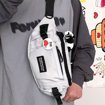 Muška crossbody torba – japanski Harajuku sport-werk stil, poliester, podstava od najlona, za putovanja