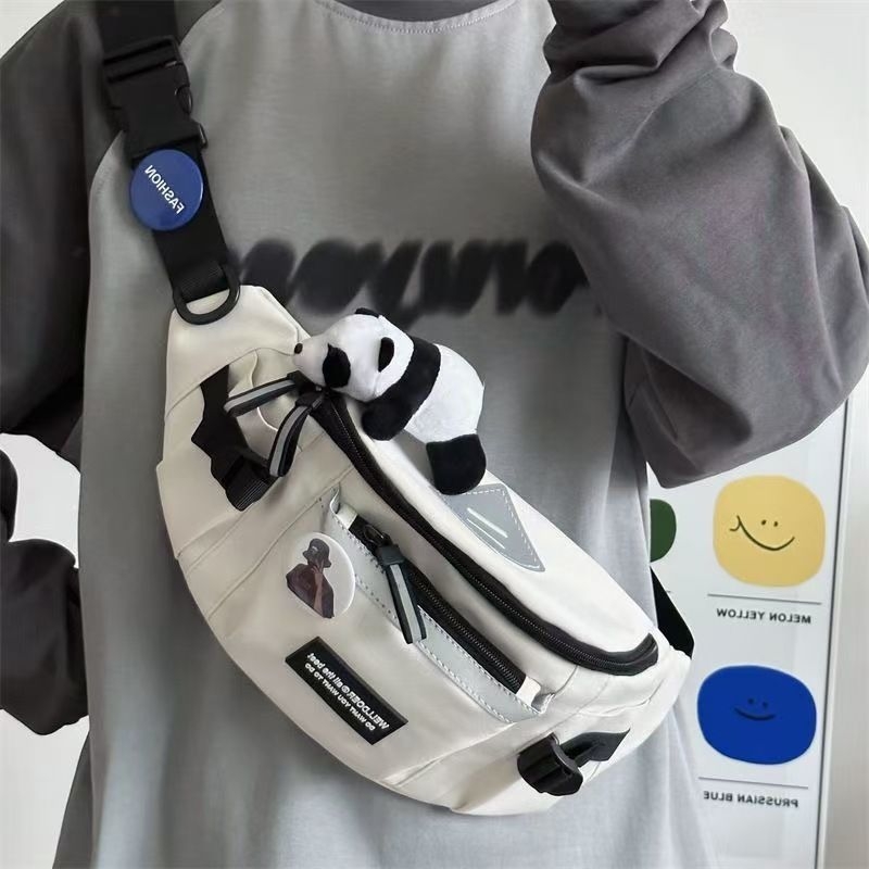 Muška crossbody torba – japanski Harajuku sport-werk stil, poliester, podstava od najlona, za putovanja