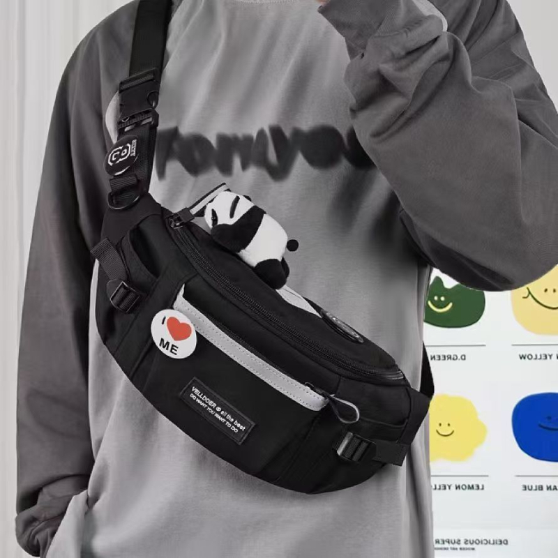 Muška crossbody torba – japanski Harajuku sport-werk stil, poliester, podstava od najlona, za putovanja